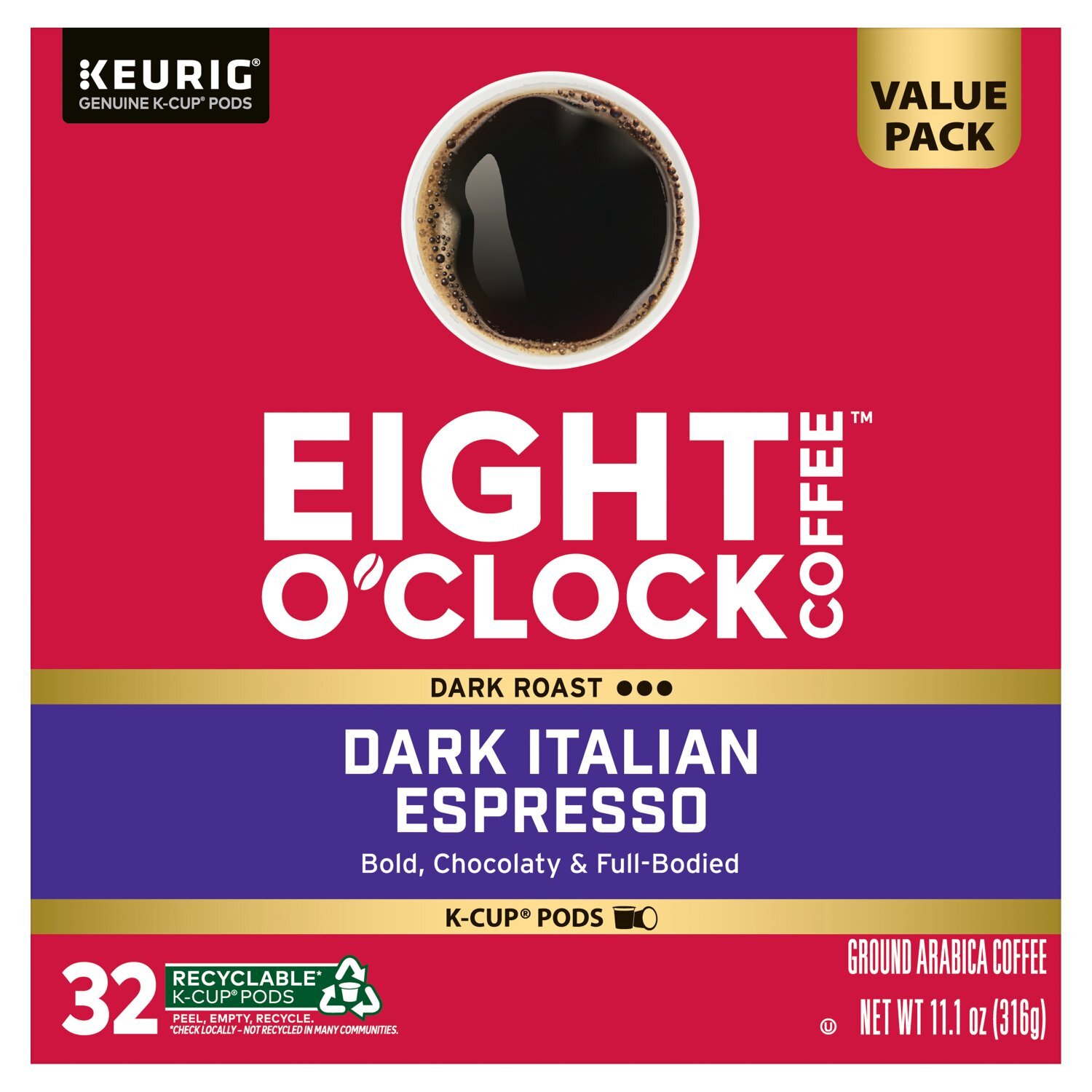 Eight O'Clock Coffee Dark Roast Italian Espresso Ground Arabica