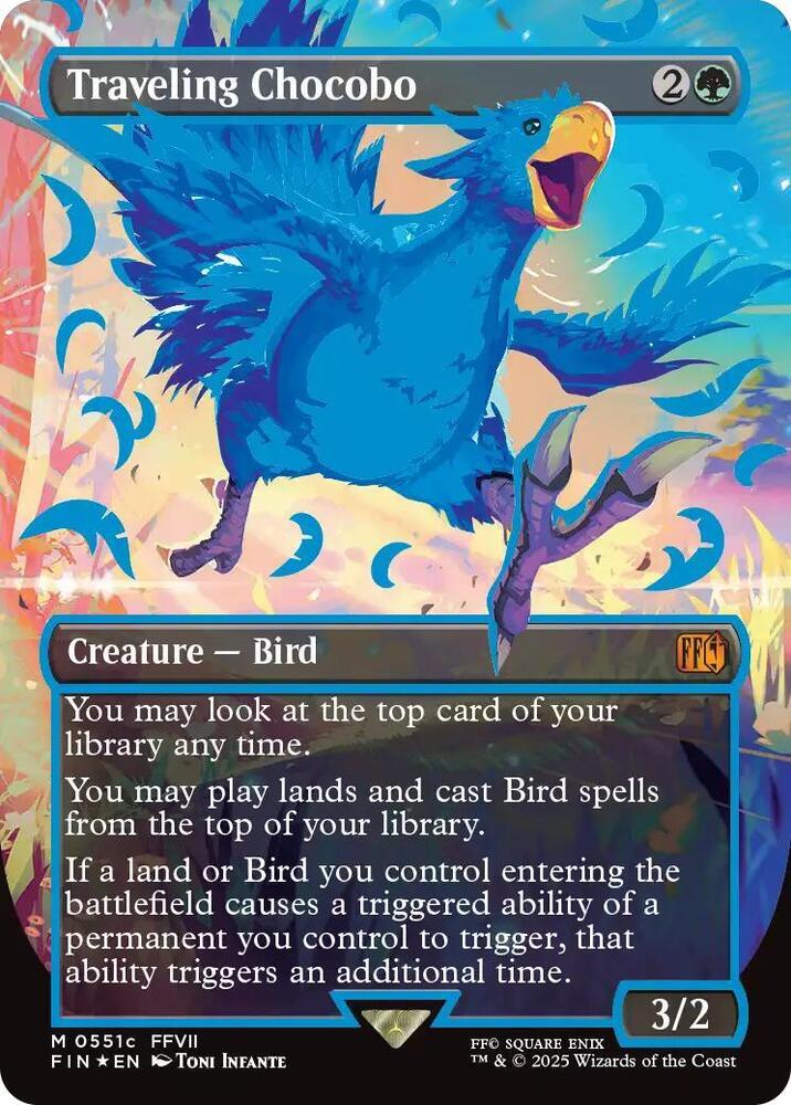 Traveling Chocobo [Borderless Blue Foil] #551c Prices | Magic