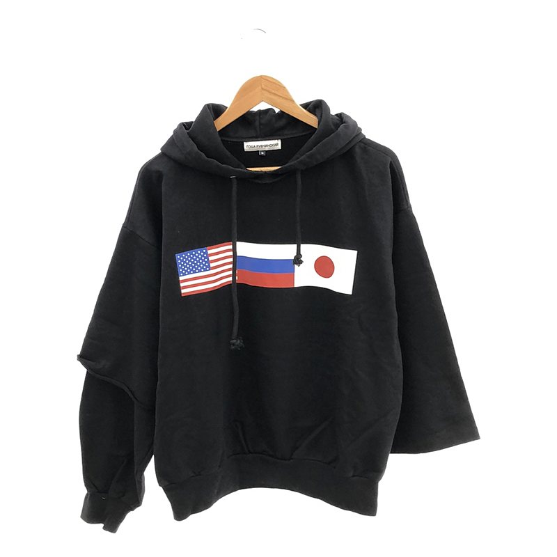 DOUBLE SLEEVE HOODIE / アシンメトリースリーブ スウェット フーディ