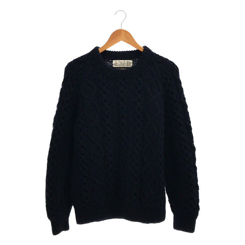 PURE NEW WOOL クルーネック プルオーバー ウール アランニット