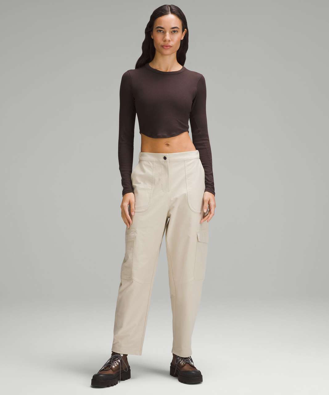 Lululemon Hold Tight Cropped Long-Sleeve Shirt - Espresso - lulu