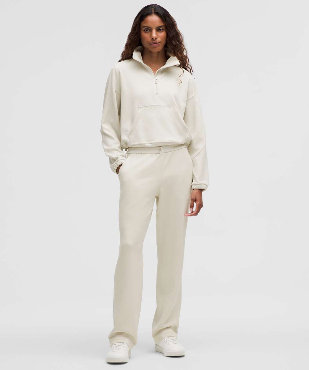 Lululemon Brushed Softstreme Half Zip - Bone - lulu fanatics