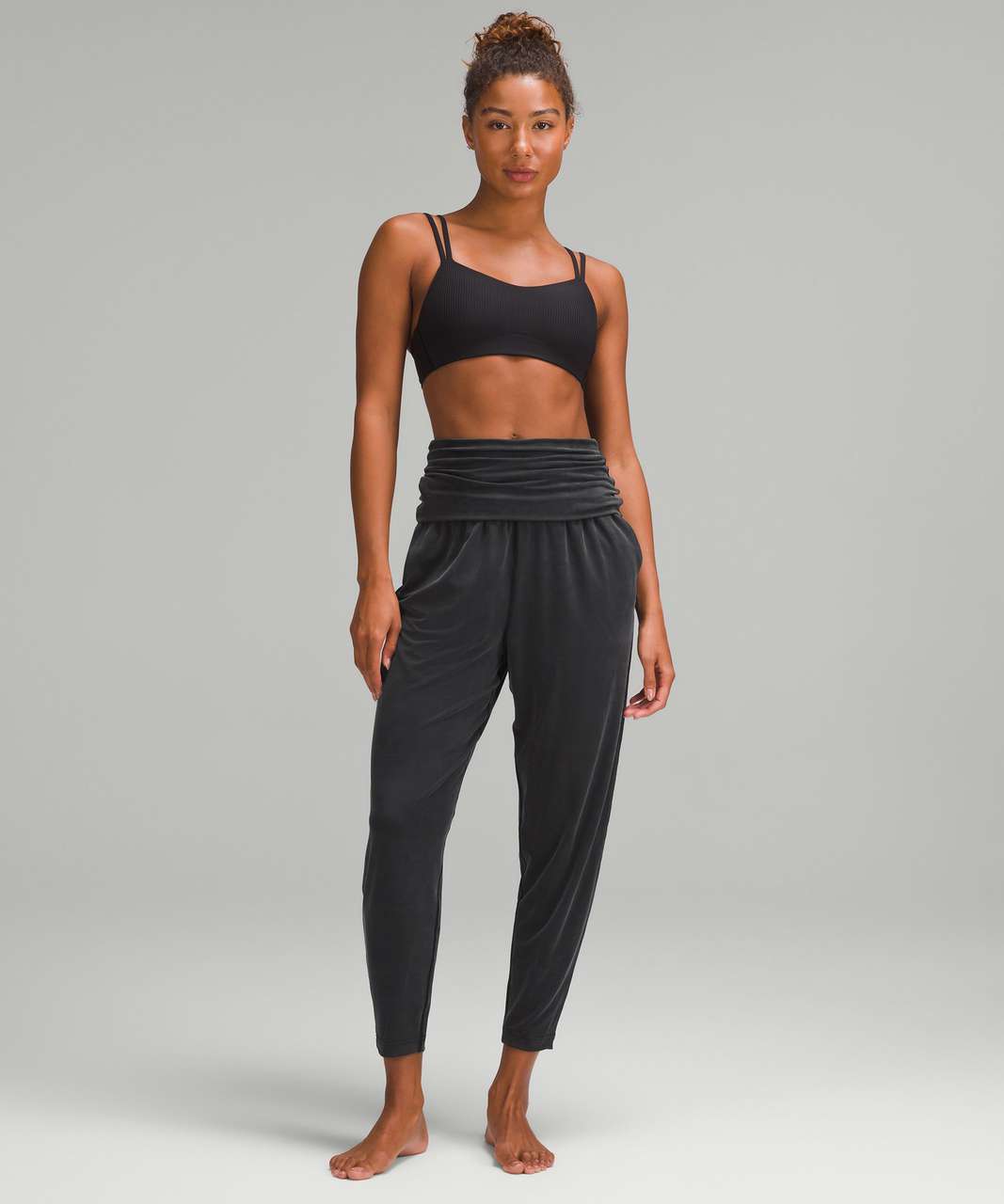 Lululemon Cupro Foldover Relaxed Yoga Pant - Black - lulu fanatics