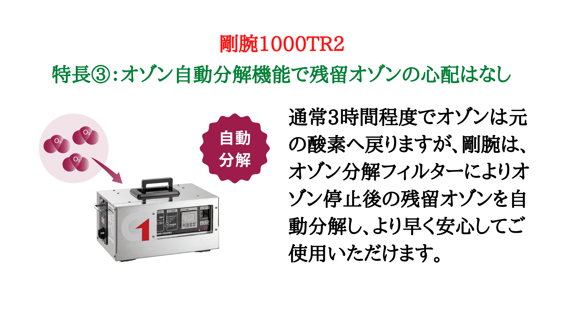 オゾン発生器業務用 【剛腕1000TR2】 除菌、脱臭、ホテル