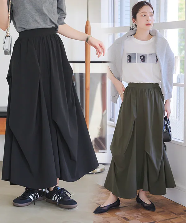 タックボリューミーロングスカート [M4124] - レディースファッション