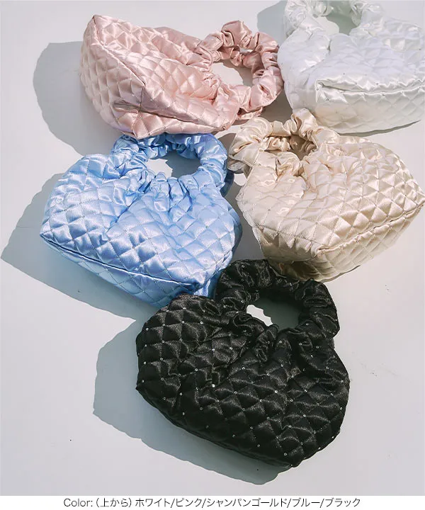 キラキラドットサテンキルティングミニバッグ [B1577] - レディース