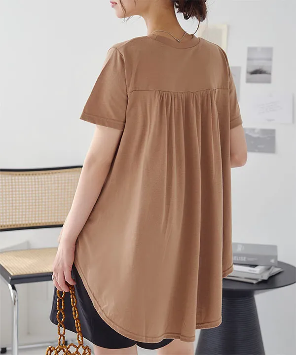 バックギャザーアシンメトリーチュニックTシャツ [C6184] | トップス