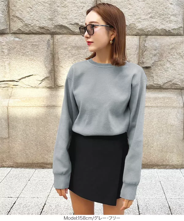 SAYAKAさんコラボ ] スウェットニットシンプルトップス [C6329