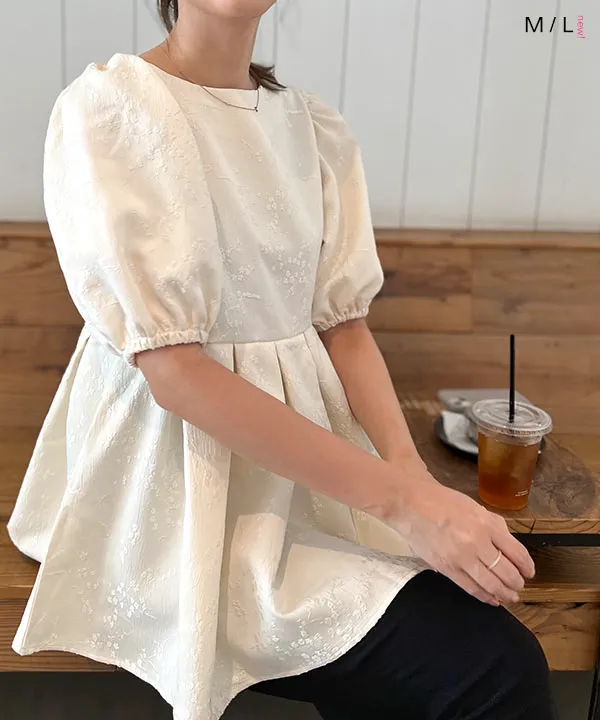 ジャガードタックペプラムブラウス [C6748] | トップス全品送料無料！2