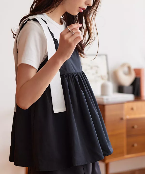 ショルダーリボンショート丈ビスチェトップス [C6866] - レディース