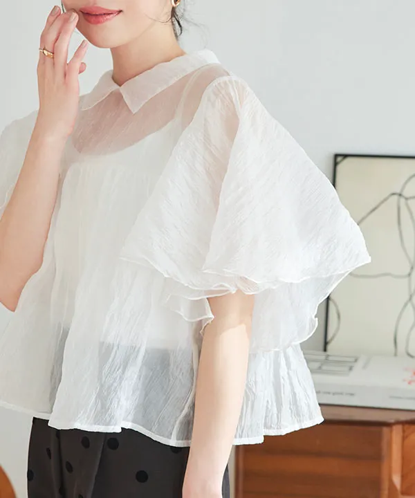 ラッフルスリーブブラウス [C6995] - レディースファッション通販 神戸