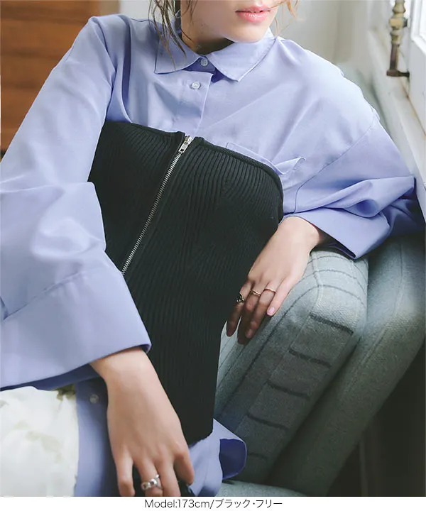 ダブルジップベアトップニットビスチェ [C7091] - レディース