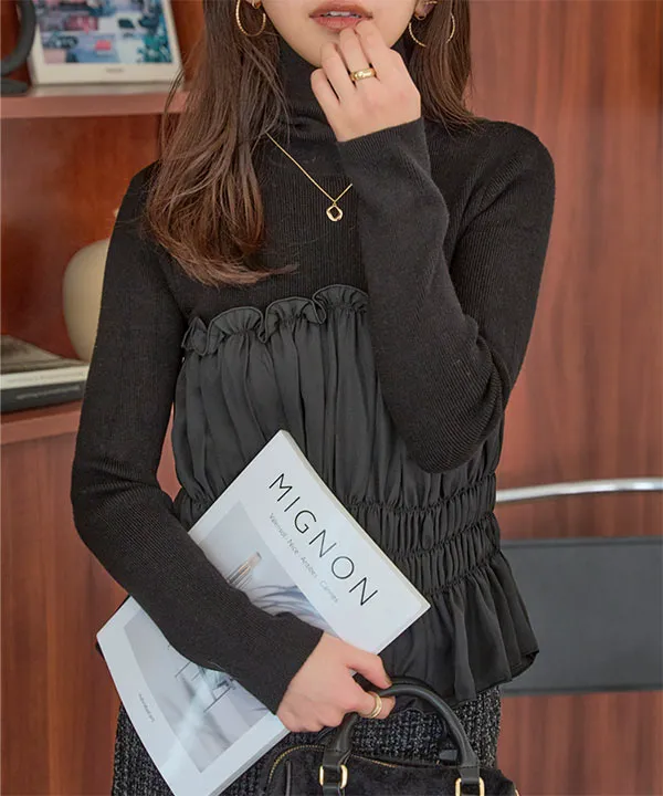 ビスチェレイヤード風ニットトップス [C7182] - レディース