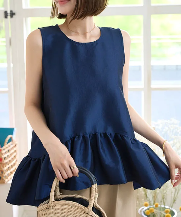 ペプラムボリューミーシャイニーブラウス [C7545] - レディース