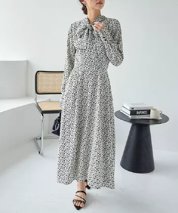 小花柄ボウタイワンピース [E3231] - レディースファッション通販 神戸