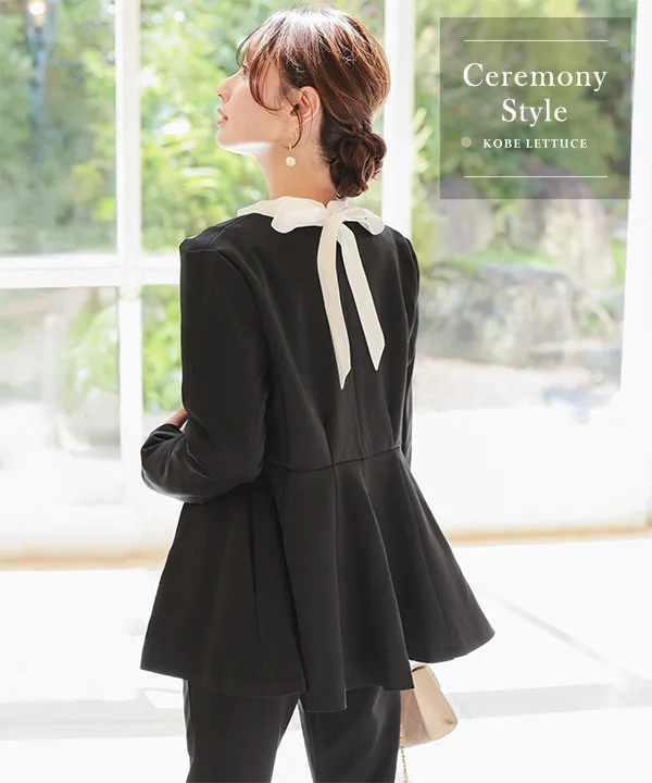 セレモニー ] [ Petitle / プチレ ] ペプラムジャケットセットアップ