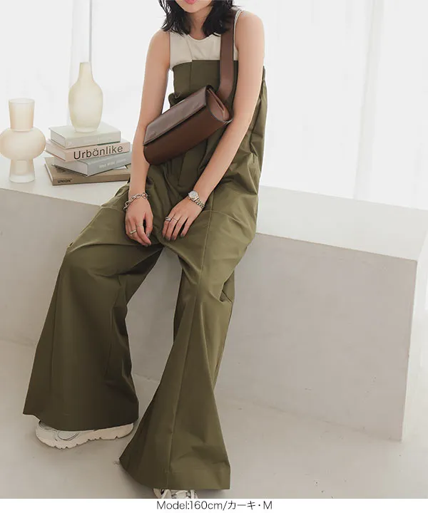 ベルト付きベアワイドオールインワン [E3409] - レディース