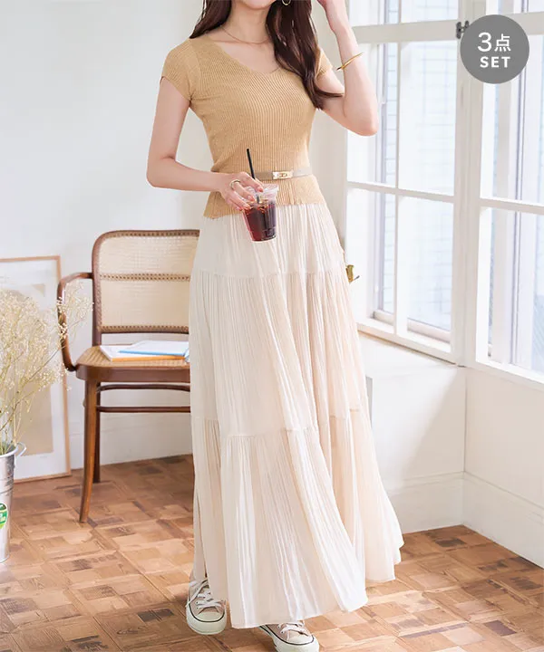 3点セット ] ベルト付きセットアップ [E3526] - レディース