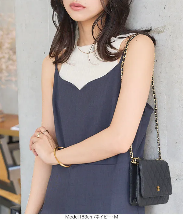 ハートネックキャミソールオールインワン [E3522] - レディース