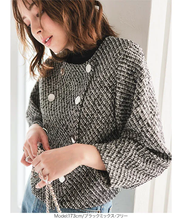 ボリュームスリーブショート丈ツイードジャケット [K1294