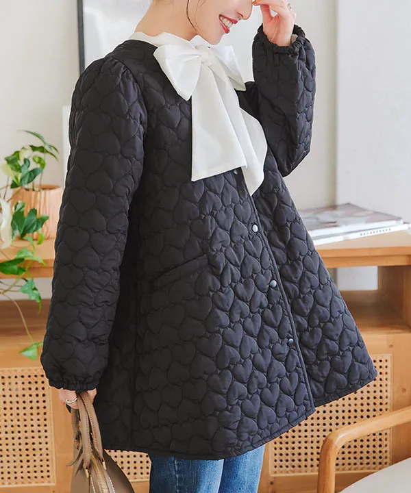 ハート柄キルティングジャケット [K1295] - レディースファッション