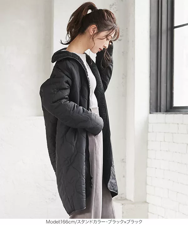 リバーシブルロングボアブルゾン [K845] - レディースファッション通販