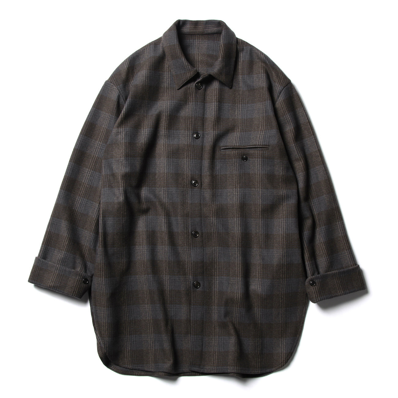 URU / ウル | WOOL CHECK OVER SHIRTS - Gray | 通販 - 正規取扱店