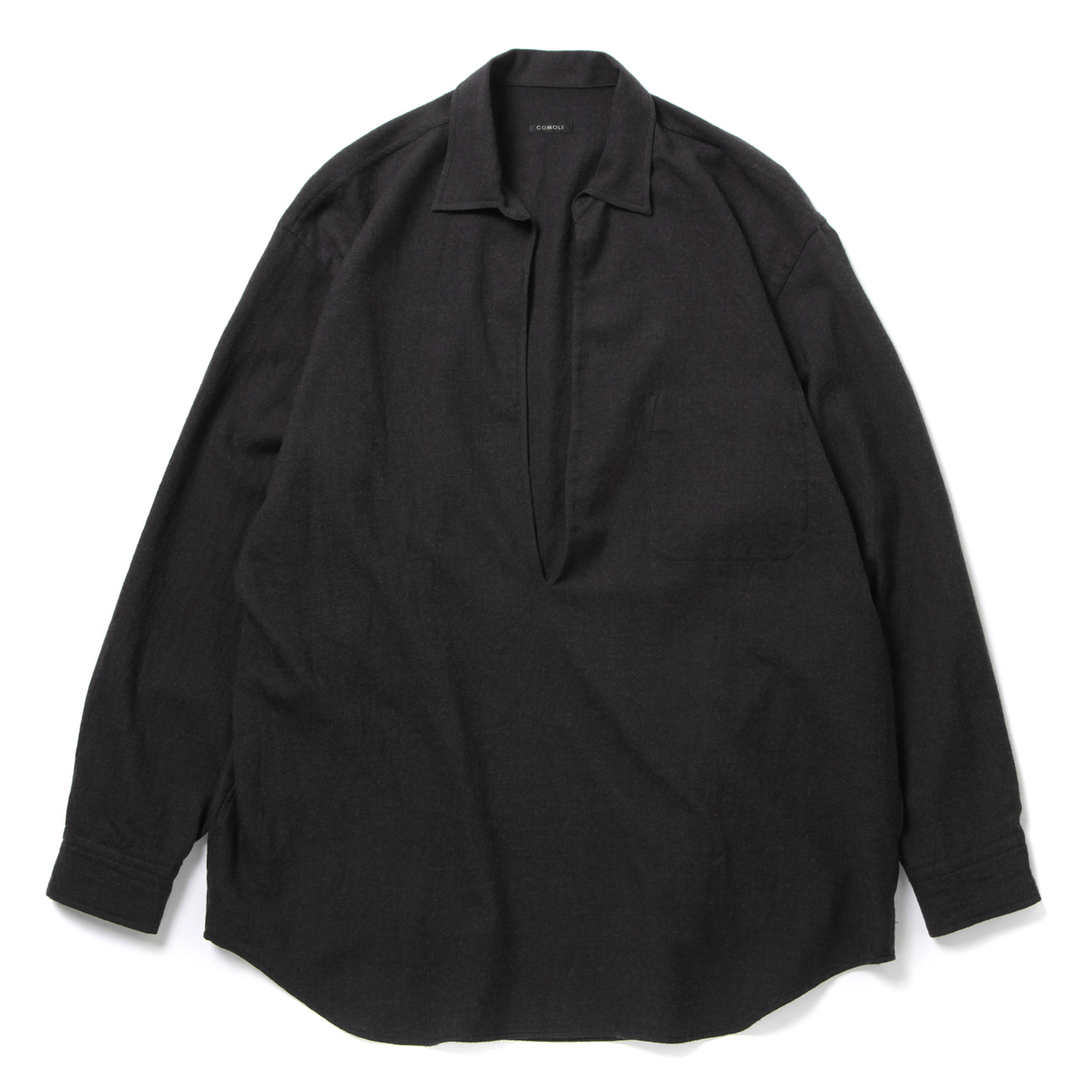 COMOLI / コモリ | ウールビエラ スキッパーシャツ - Charcoal | 通販