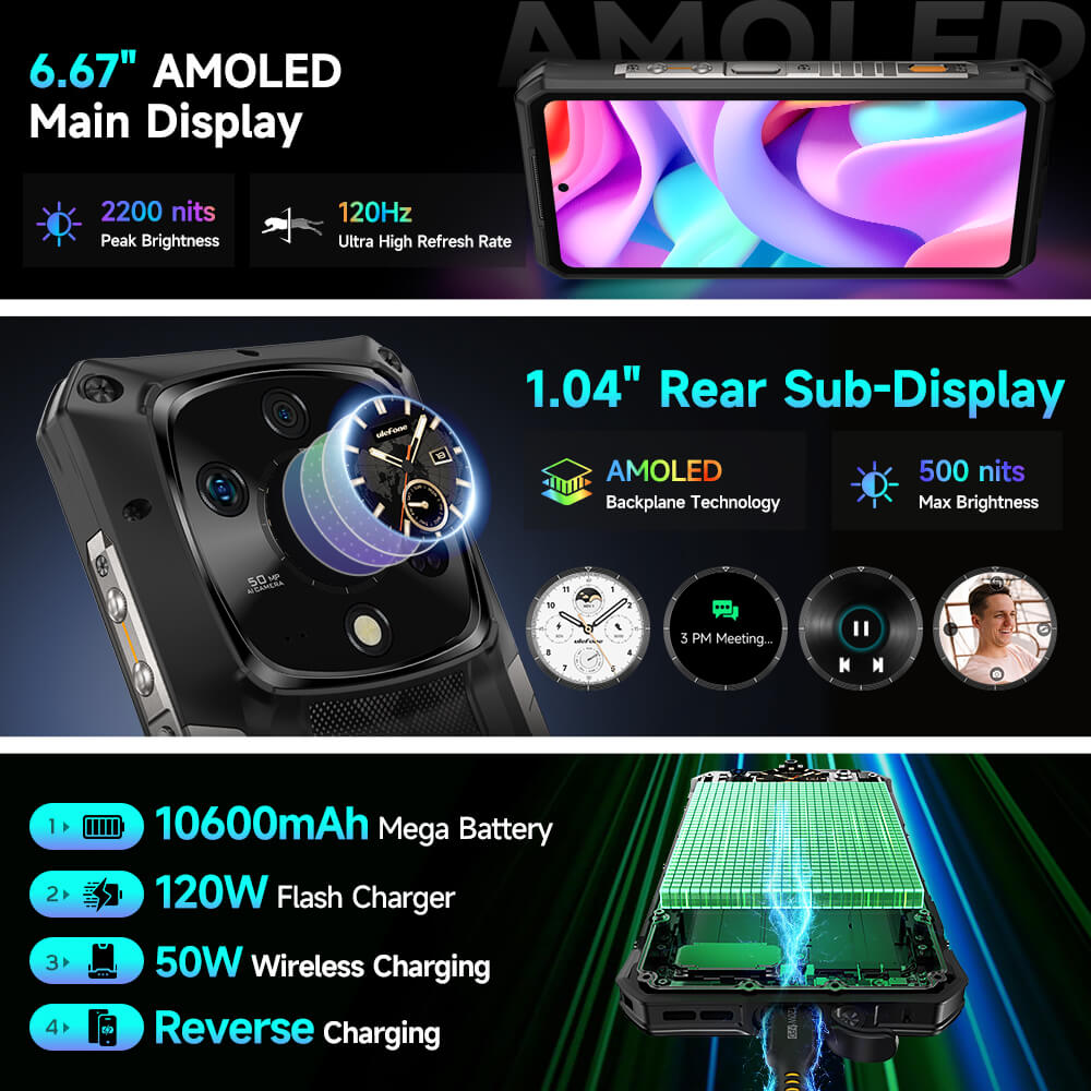 Ulefone Armor 28 Ultra 5G AI Rugged Phone 16GB+1TB AMOLED Dual Screen