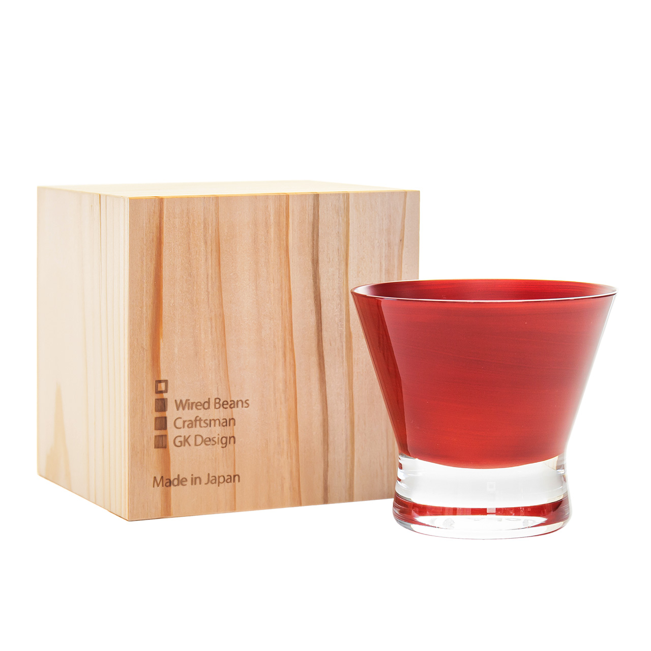 生涯を添い遂げるグラス ロック f 本漆塗り 朱 杉箱入り | Wired Beans