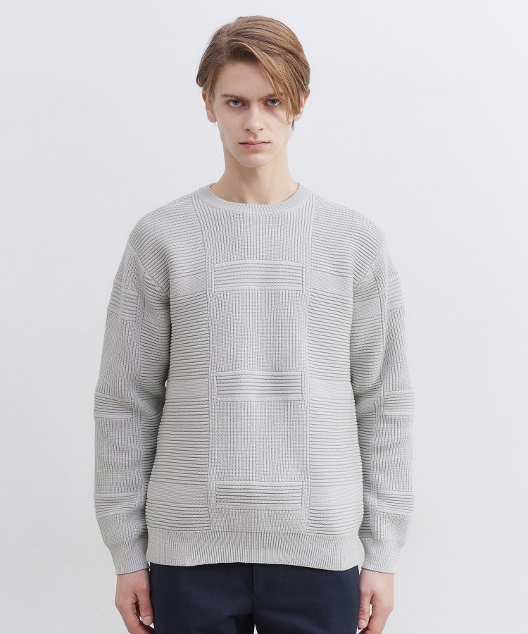 畦編みチェック プルオーバーニット（ニット/セーター） | TAKEO
