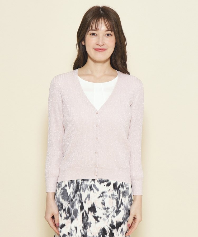 洗える／日本製／ラメ】Vネックリブカーディガン（カーディガン/ボレロ
