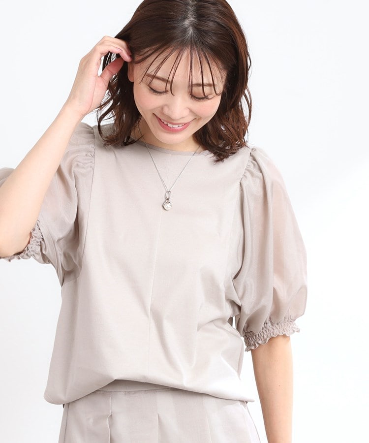 マシンウォッシュ可】シアーパフスリーブTブラウス（シャツ・ブラウス