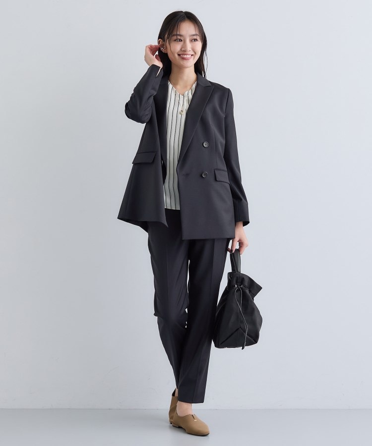 日本製／スーツ／通勤】シルクウールストレッチ テーパードパンツ