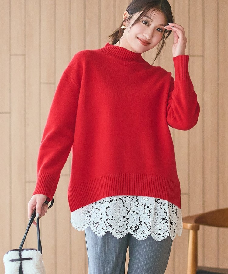 冬ニット人気NO．1！／カシミヤ混】ミドルゲージハイネックニット