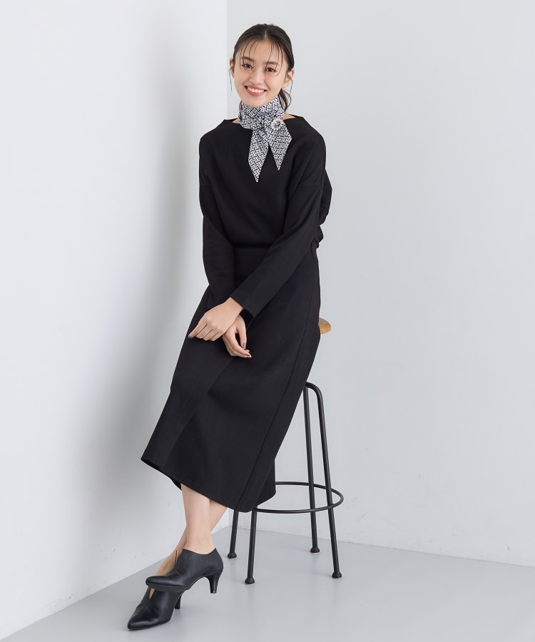 SETUP可能／洗える／UVケア】ライトジャージ ボトルネックトップス