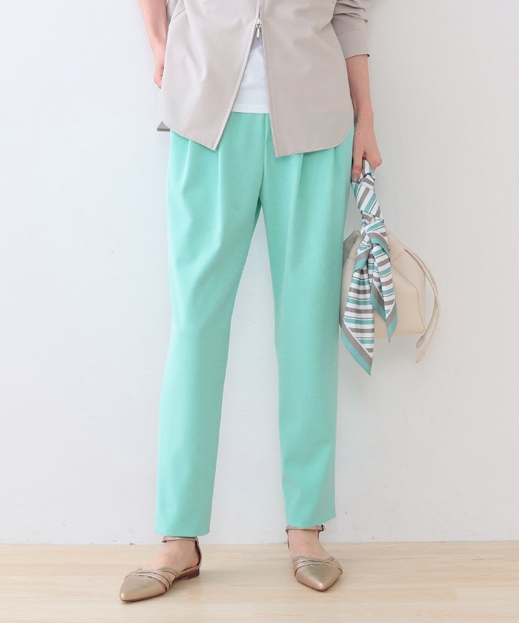 褒められパンツ】ストレッチ タックテーパードパンツ（6～9分丈パンツ