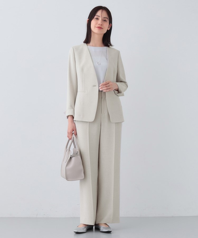 日本製／SETUP可能】トリアセテート混ノーカラージャケット