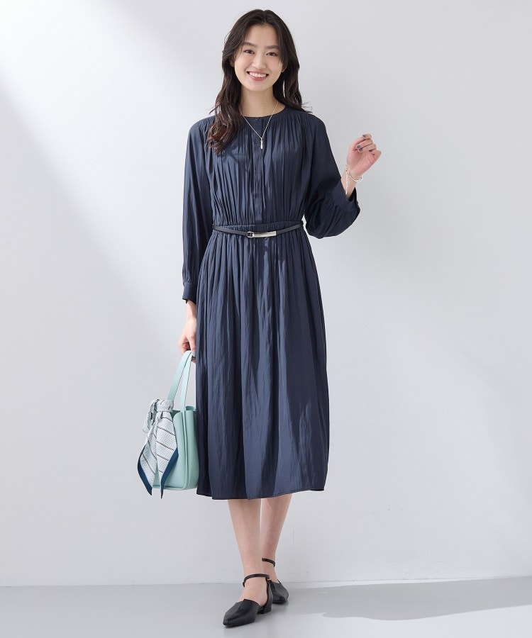 洗える／セレモニー】ギャザーフレアワンピース（マキシ・ロング