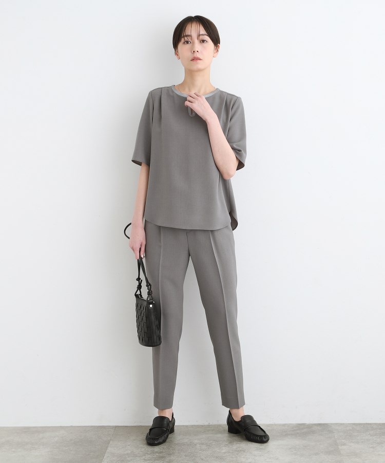 定番スーツ／UVケア／洗える】ウール調タックテーパードパンツ（パンツ