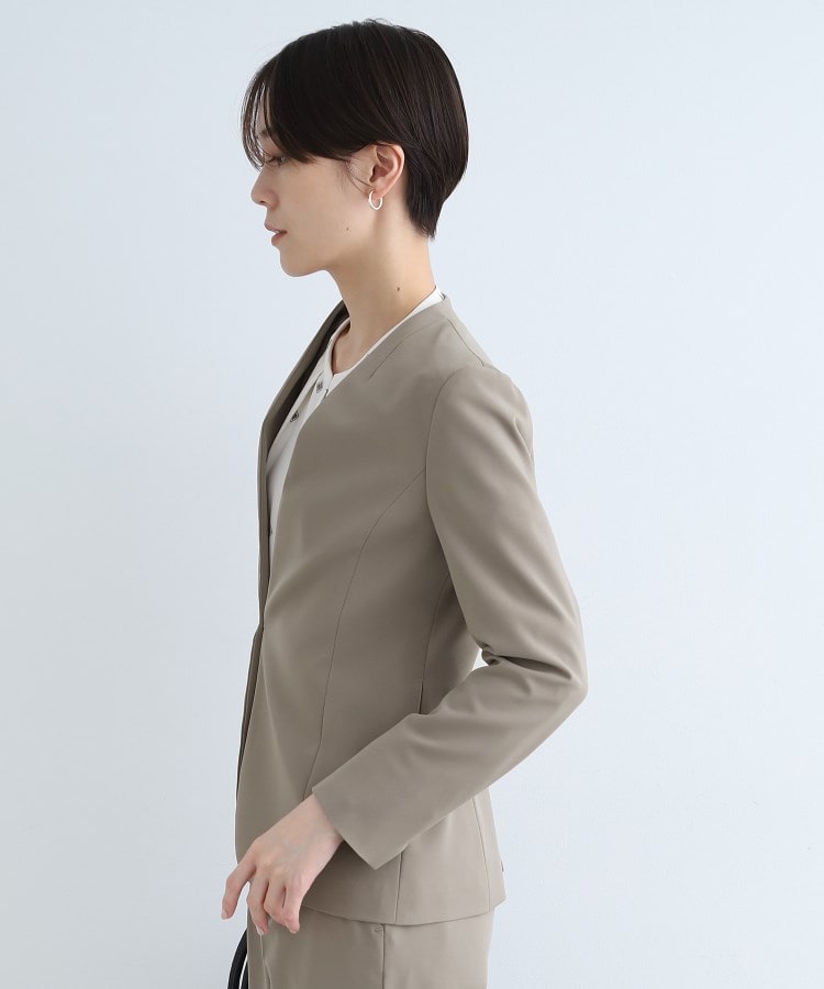 定番スーツ/洗える/UVケア】ストレッチノーカラージャケット