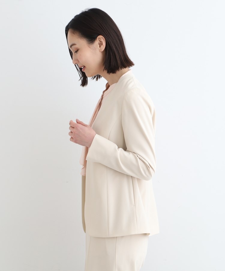 定番スーツ/洗える/UVケア】ストレッチノーカラージャケット