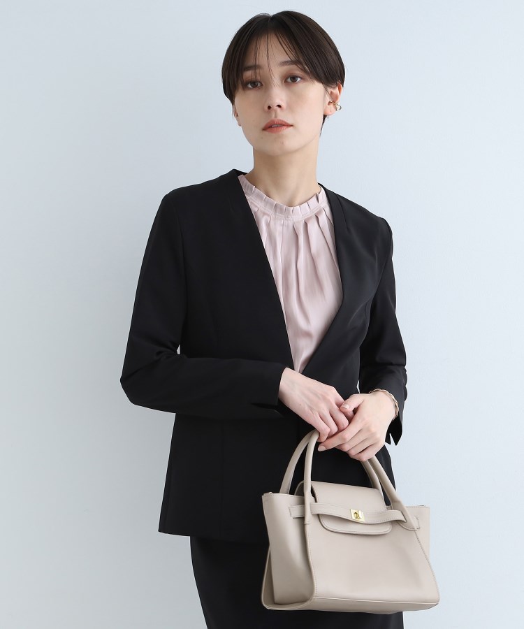 定番スーツ/洗える/UVケア】ストレッチノーカラージャケット