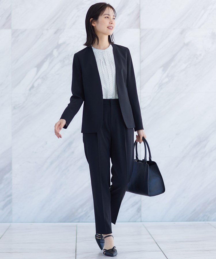 洗える／UVケア／スーツ】ストレッチノーカラージャケット（ジャケット