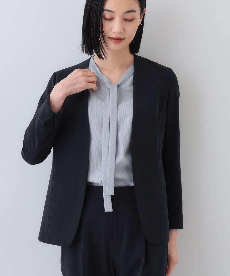 洗える／UVケア／スーツ】ストレッチノーカラージャケット（ジャケット