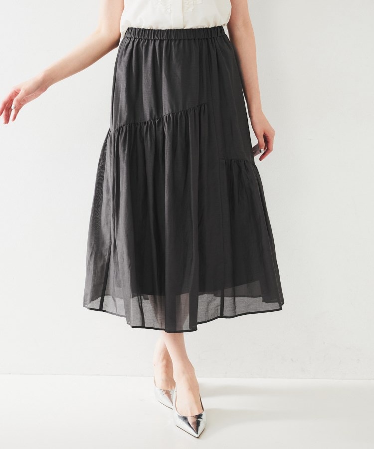 綿シルク変形ティアードスカート（ミモレスカート） | UNTITLED（アン