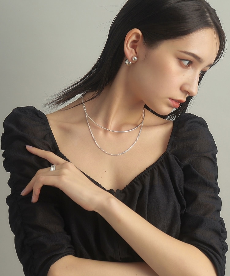 シルバー ホロウフレキシブルチェーンチョーカー オーバルリンク