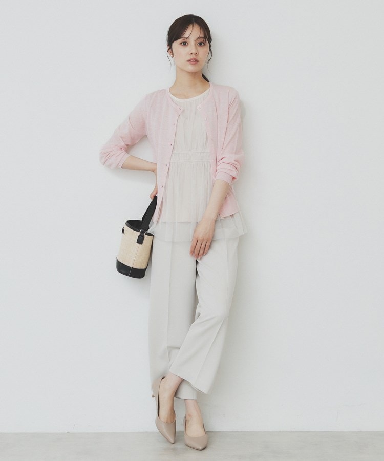 7色展開/XS-LLサイズ》ビジューボタンクルーネックカーディガン【洗濯