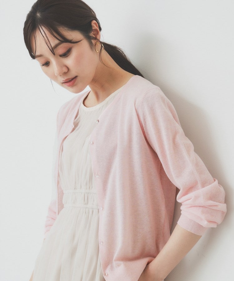 7色展開/XS-LLサイズ》ビジューボタンクルーネックカーディガン【洗濯