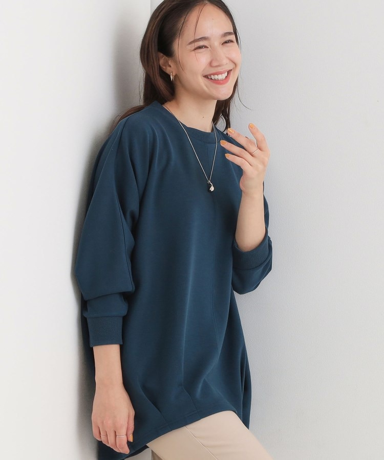 S-LL/体型カバー】とろみ感が心地よい 裾タック ドルマンチュニック